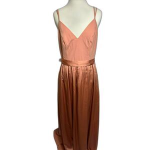 Celebrate David's Bridal Pink Mauve Satin Skirt Ballerina Bow Bridesmaid Dress 4